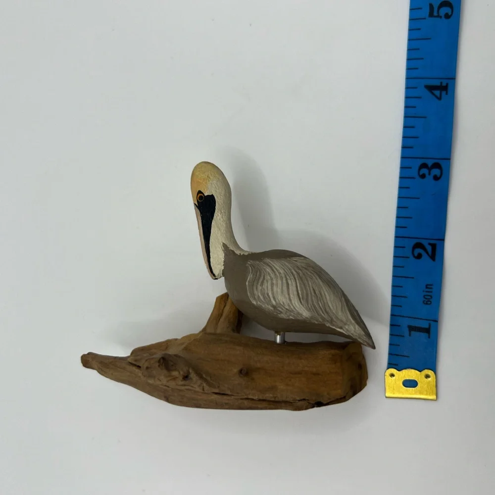 Whitton Handcarving Driftwood Statue Figurine Pelican Bird Collectible Vintage